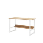 Eprolo wooden computer desk with storage rack, simple bedroom or student desk in a room setting