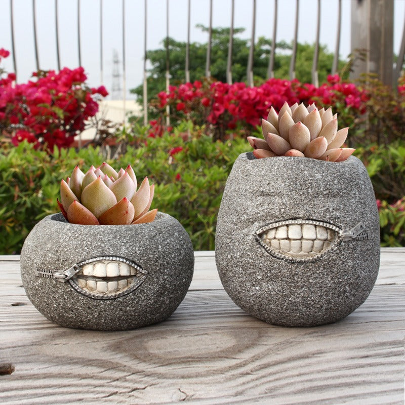 Succulent Shaped Resin Planter Set of 2 | Novelty Cactus & Fleshy Plant Pot | Tabletop & Desk Décor | Indoor Garden Accent for Home, Office & Shelf Styling | Cavira - Cavira