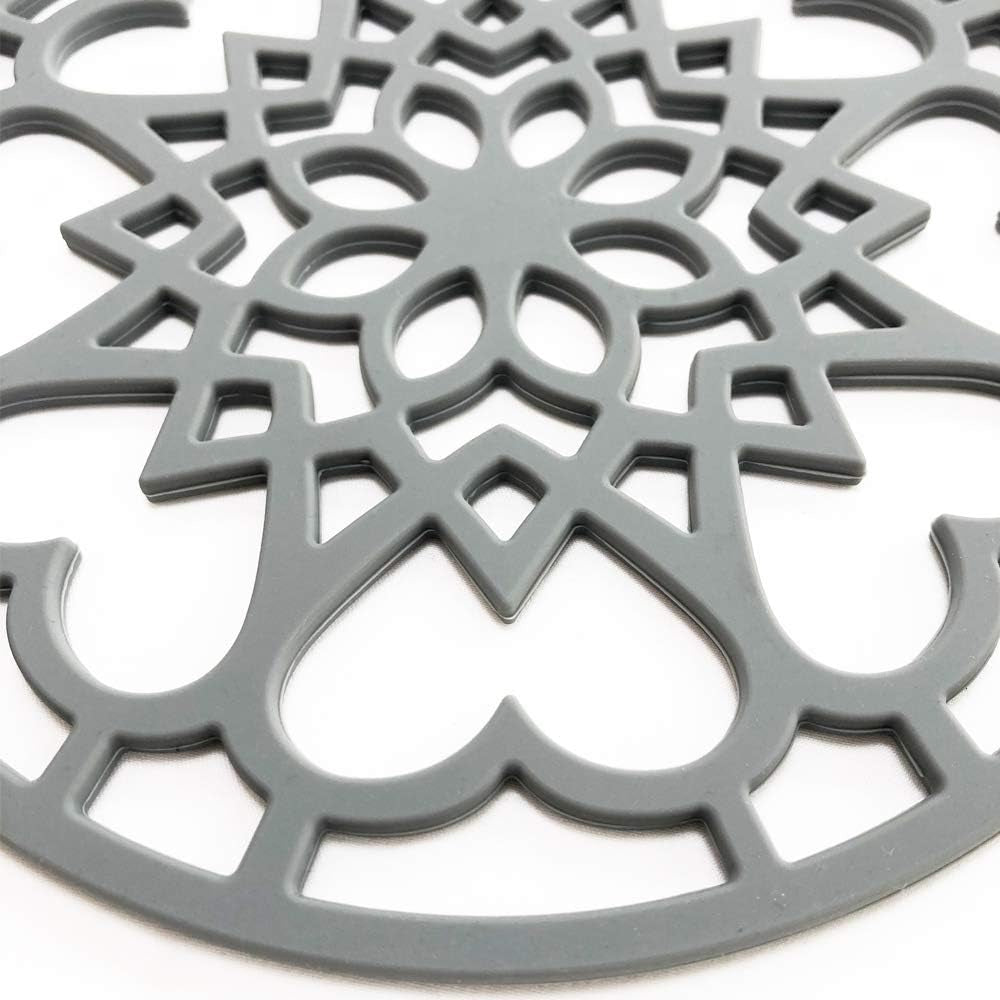 Premium 3-Piece Silicone Trivet Set with Extra Large Mat | Durable, Non-Slip, and Insulated for Hot Pots & Pans | Elegant Gray Design