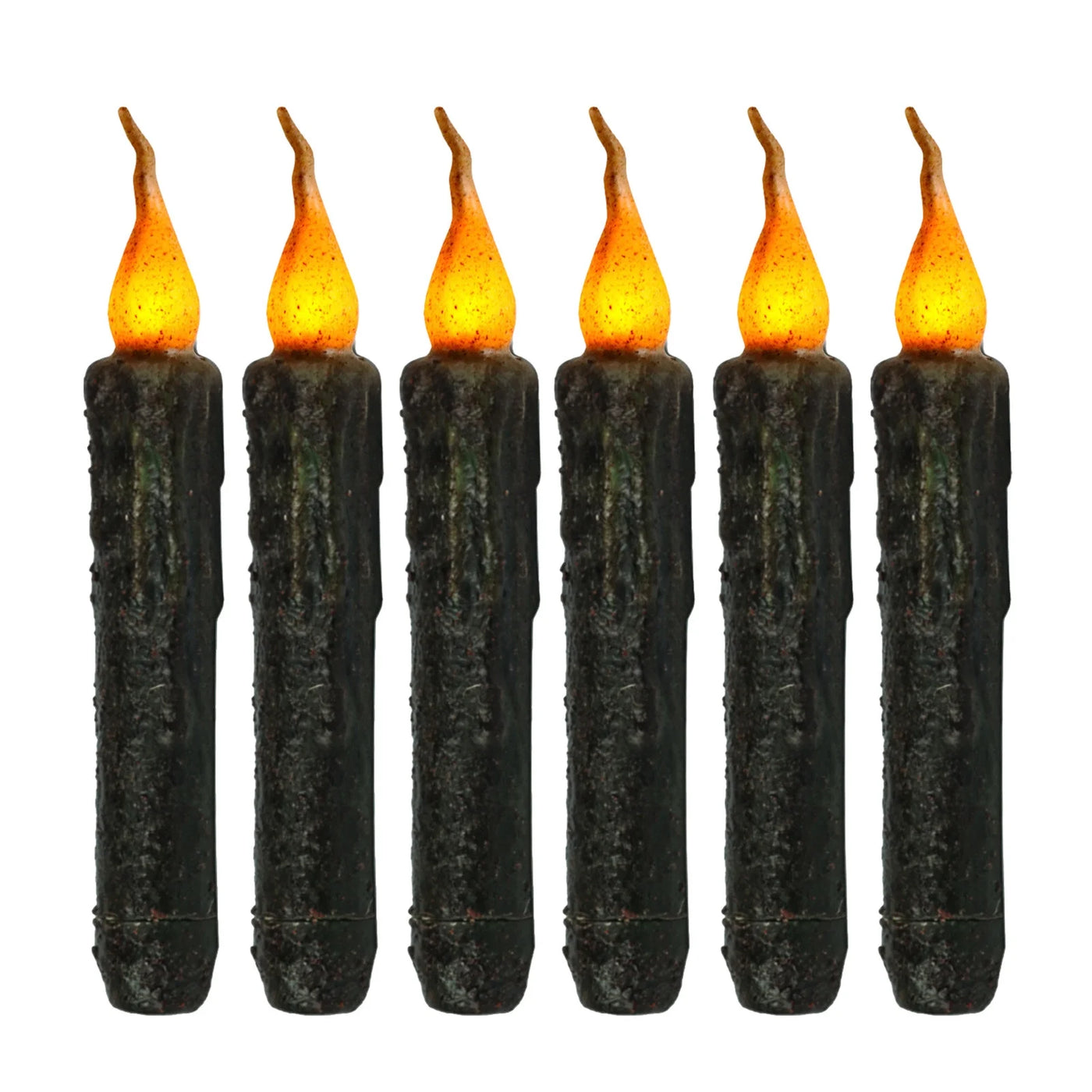 Taper Primitive Candles 6Pcs Real Wax Hand Dipped Battery Operated Flameless Candles for Christmas Halloween Home Decor Church