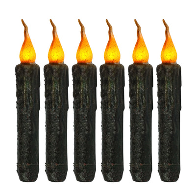 Taper Primitive Candles 6Pcs Real Wax Hand Dipped Battery Operated Flameless Candles for Christmas Halloween Home Decor Church
