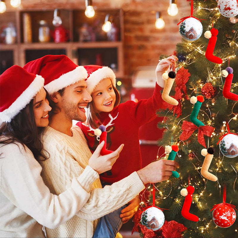 Christmas Knitted Cane Decoration Ornament, Knitted Crooked Cane Hanging Decor