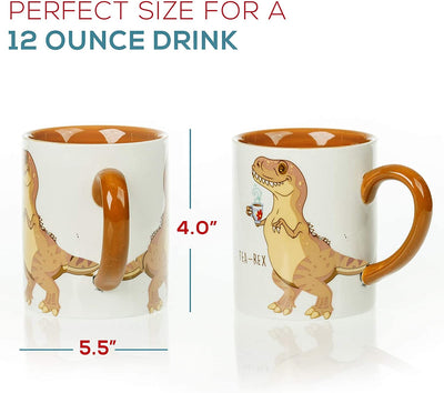Unique Hand-Painted 3D Dinosaur Mug & Coaster Gift Set - Perfect for Dino Lovers!