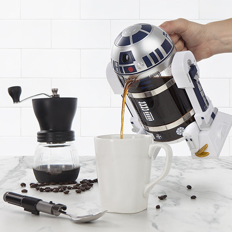 Star Wars R2-D2 French Press coffee maker with 960ml BPA-free glass and stainless steel, ideal for Star Wars fans and coffee lovers