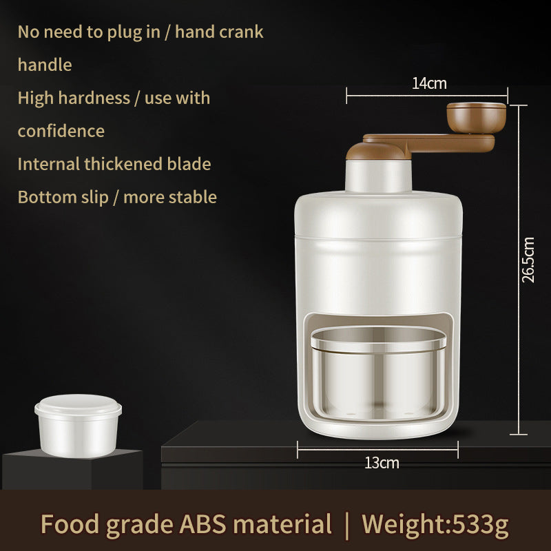 Cavira manual shaved ice maker with hand crank, ABS and stainless steel blades for snow cones, smoothies, and desserts.