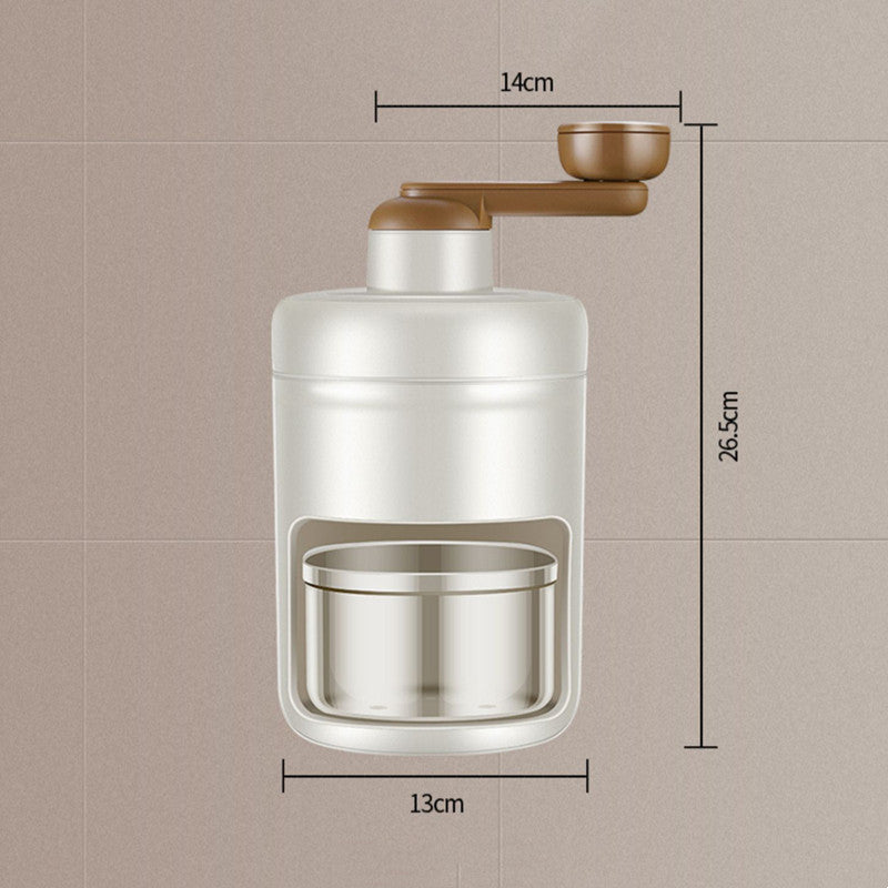 Cavira manual shaved ice maker with hand crank, ABS body, stainless steel blades, ideal for smoothies, cocktails, and desserts.