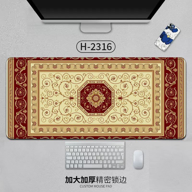 Large Persian-style office mouse pad with natural rubber backing, anti-slip surface, ideal for desk, gaming, and laptop use.