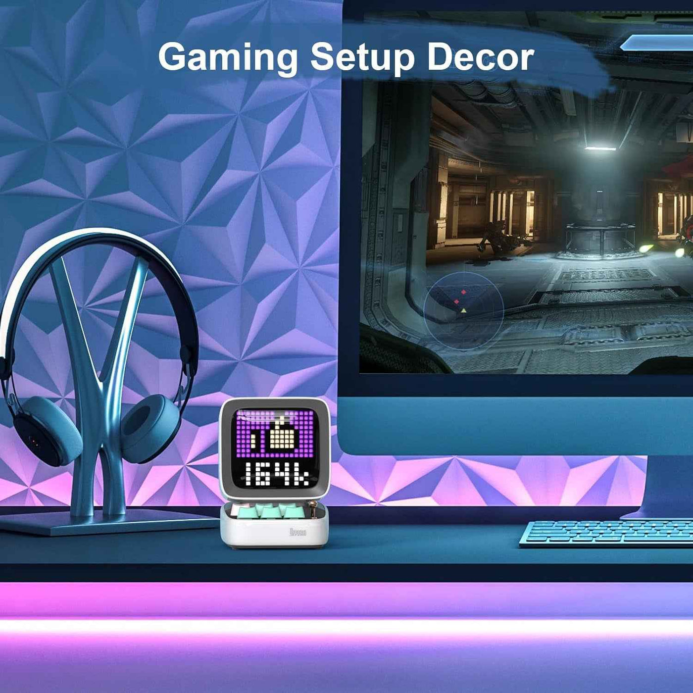 Ditoo Bluetooth Pixel Art Speaker - Portable Gaming Bluetooth Speaker with App Controlled 16X16 LED Front Panel and Smart Alarm (White) - GG store