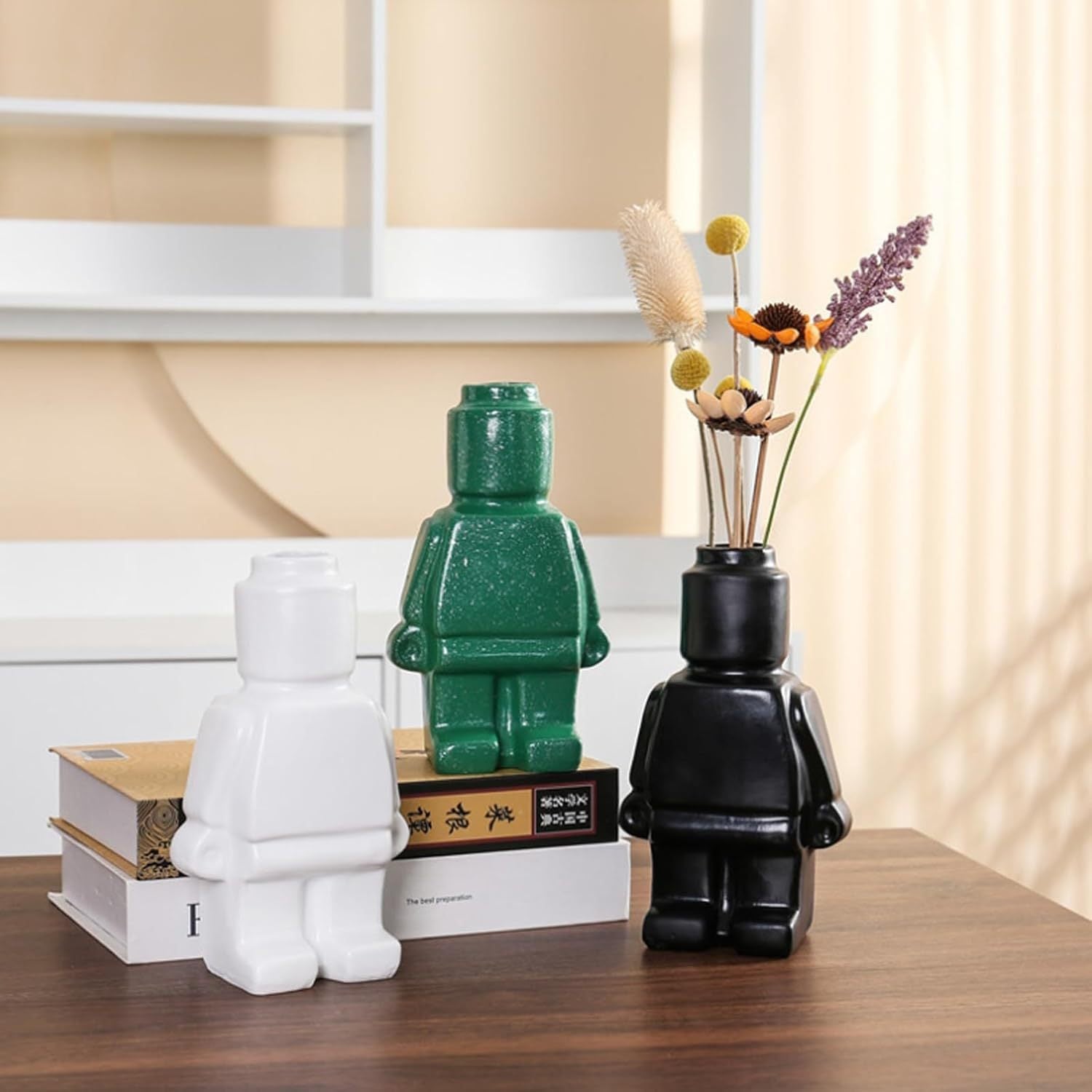 Cavira Lego resin vase for home decor, minimalist dried flower vase suitable for living room, desk, and shelf styling.