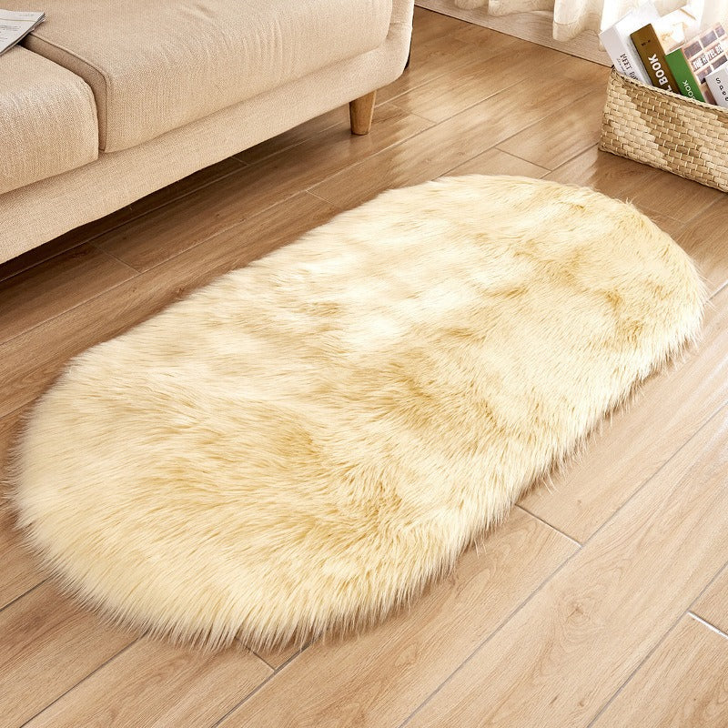 Oval Acrylic Plush Rug | Soft Imitation Wool Pile | 4 Sizes: 40x60 to 60x120cm | 14 Colours | Bedroom, Living Room & Bedside Mat | Cavira - Cavira
