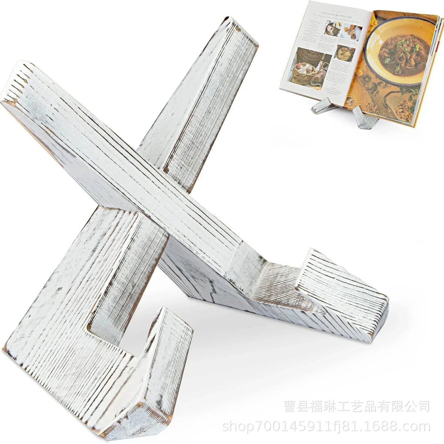 Wooden Cookbook Stand & Recipe Holder – Adjustable Kitchen Display Stand White