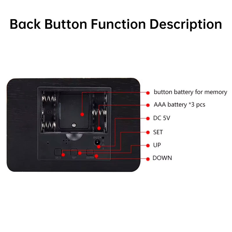 Wooden LED Digital Alarm Clock - Voice Control with Temperature & Date Display - Cavira