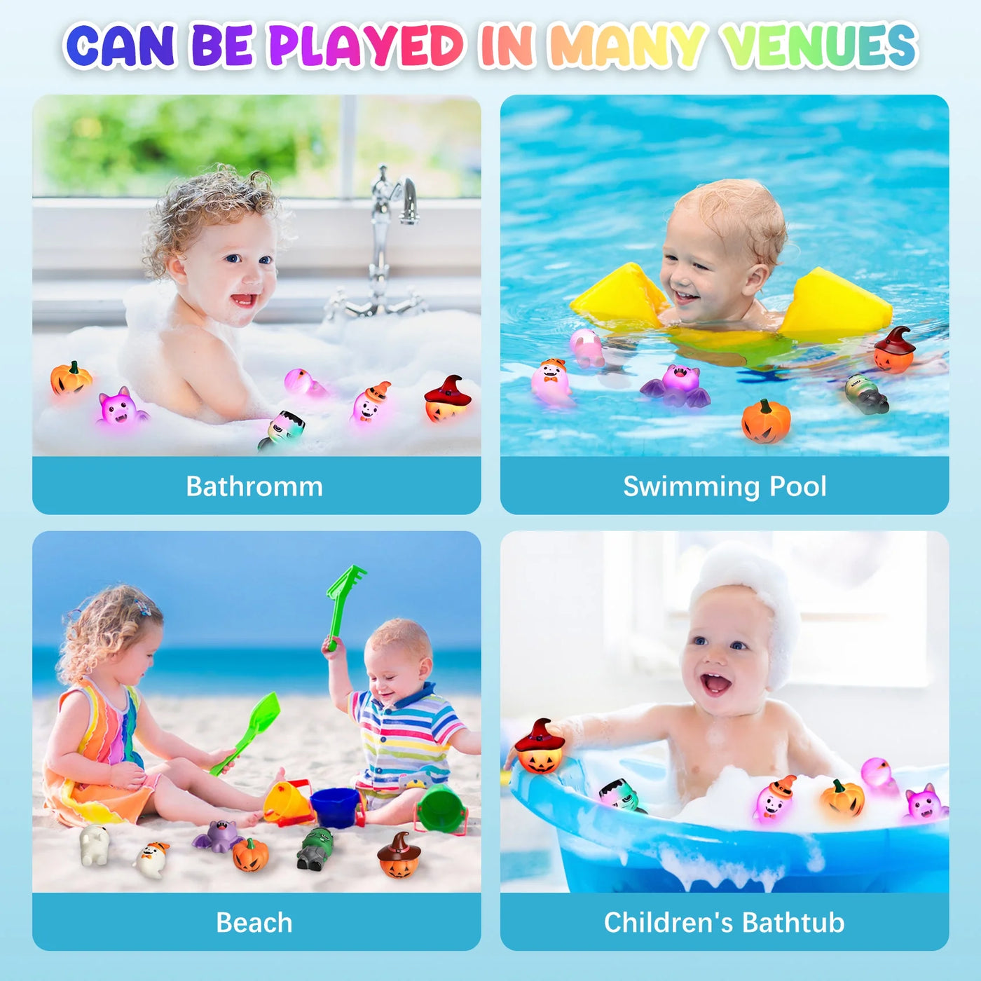 Spooktacular 6-Pack Halloween Light-Up Bath Toys for Kids - Perfect Party Favors & Gifts for Boys and Girls!