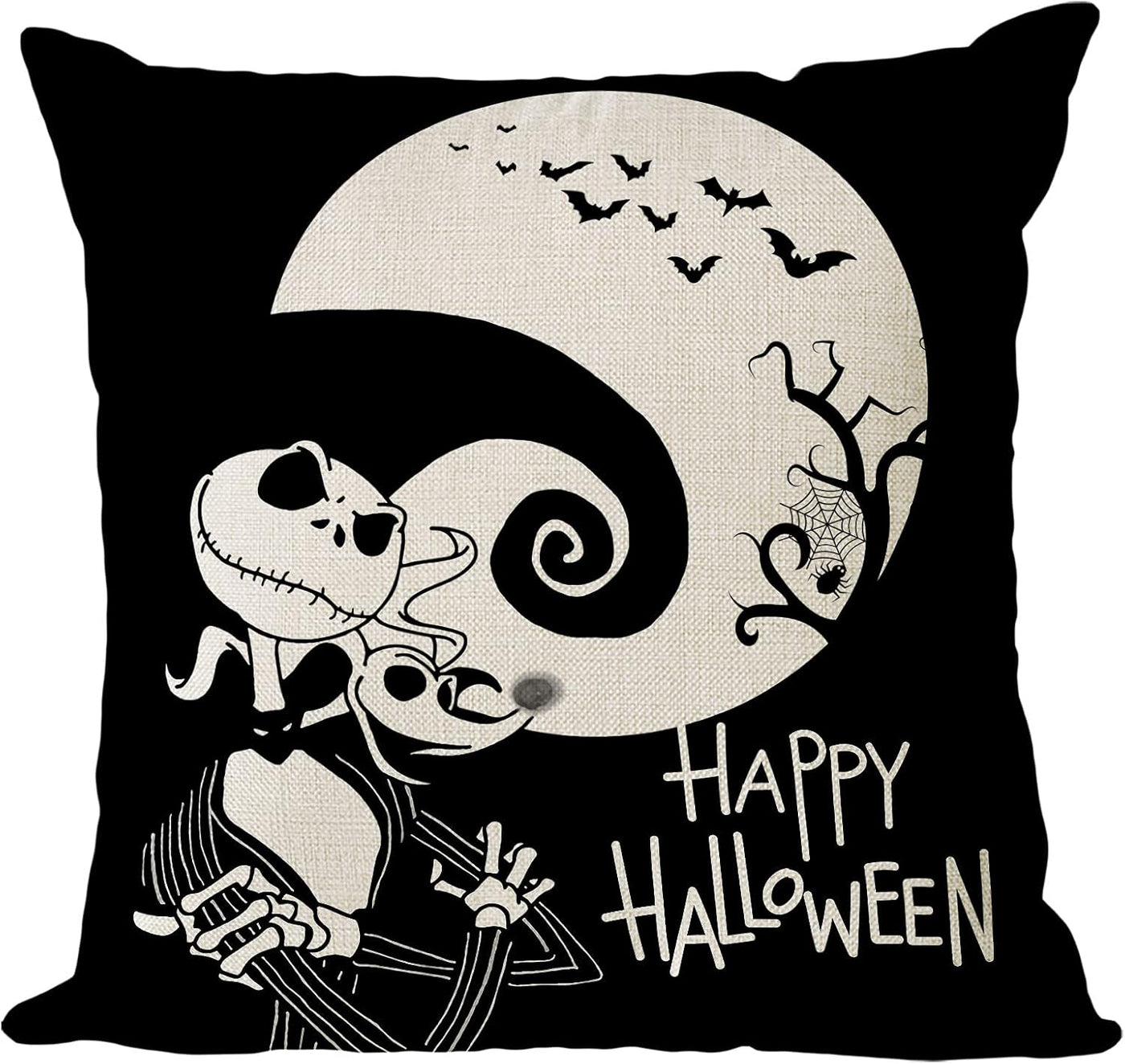 Halloween Decor Pillow Covers 18X18 Set of 4 Halloween Fall Black Decorative Throw Pillows Skeleton Ghost Pillow Cases Home Outdoor Sofa Couch Cushion Covers for Halloween Decorations (18 by 18)