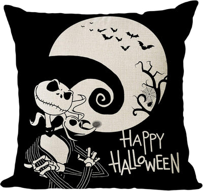 Halloween Decor Pillow Covers 18X18 Set of 4 Halloween Fall Black Decorative Throw Pillows Skeleton Ghost Pillow Cases Home Outdoor Sofa Couch Cushion Covers for Halloween Decorations (18 by 18)