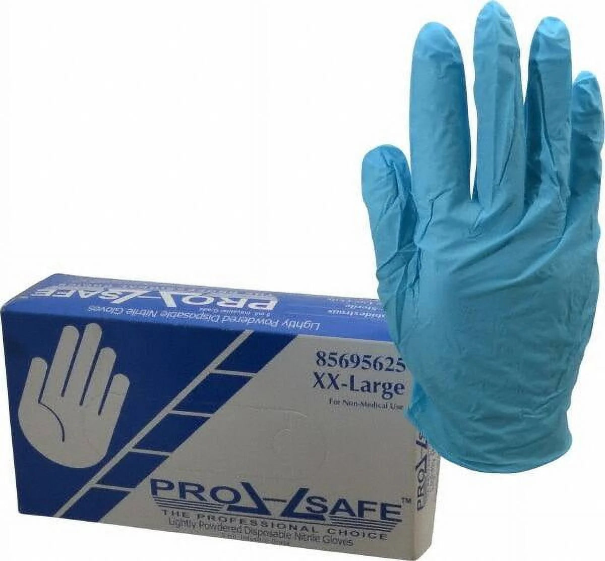 100 Pack XXL Powdered Blue Nitrile Gloves - 5 Mil Heavy Duty Industrial Strength