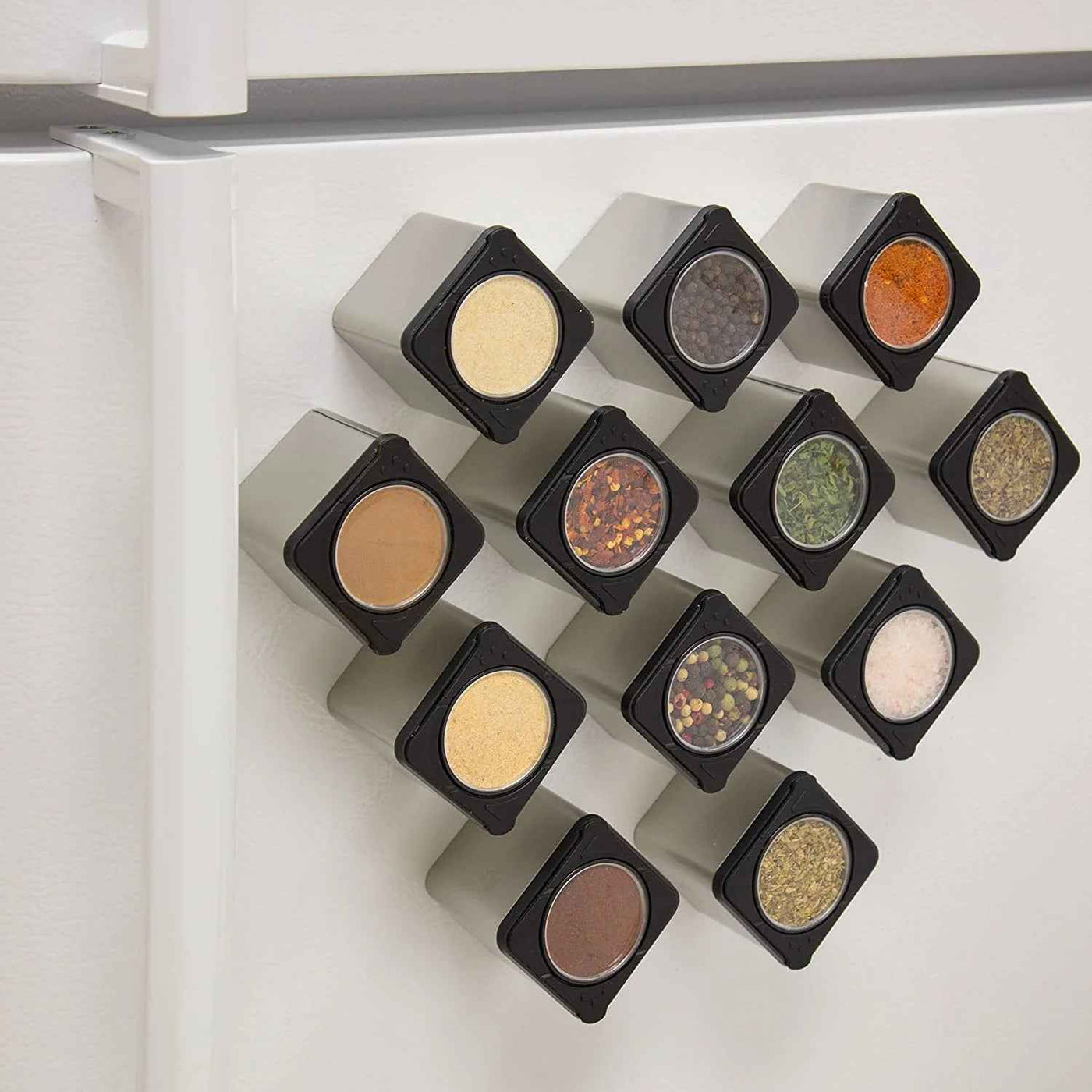 Magnetic Spice Jars Clear Metal Spice Food Storage Jars & Containers (12 Count) - GG store