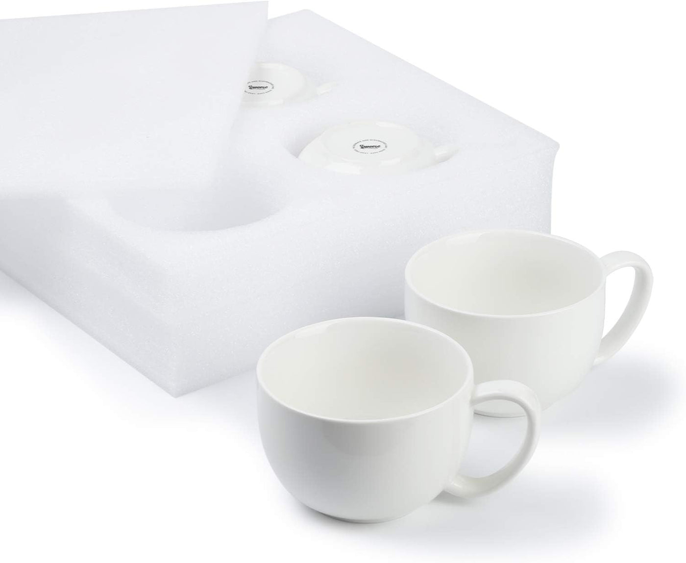 Set of 4 Large Porcelain 22Oz Coffee Mugs - Perfect for Soup, Tea, Hot Chocolate - Microwave Safe & Stylish White Design