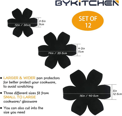 Ultimate Pan Protectors Set – 12 Felt Pot Separators in 3 Sizes for Stacking & Safeguarding Your Cookware