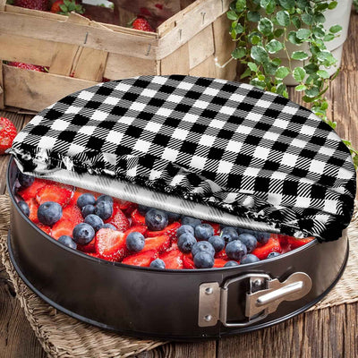 8 Pieces Reusable Bowl Covers Baking Dish Covers Elastic Food Storage Covers Washable Bowl Covers for Bread Proofing, Outdoor Food Storage, 6, 8, 12, 14 Inch (Black-White Buffalo Plaid) - GG store