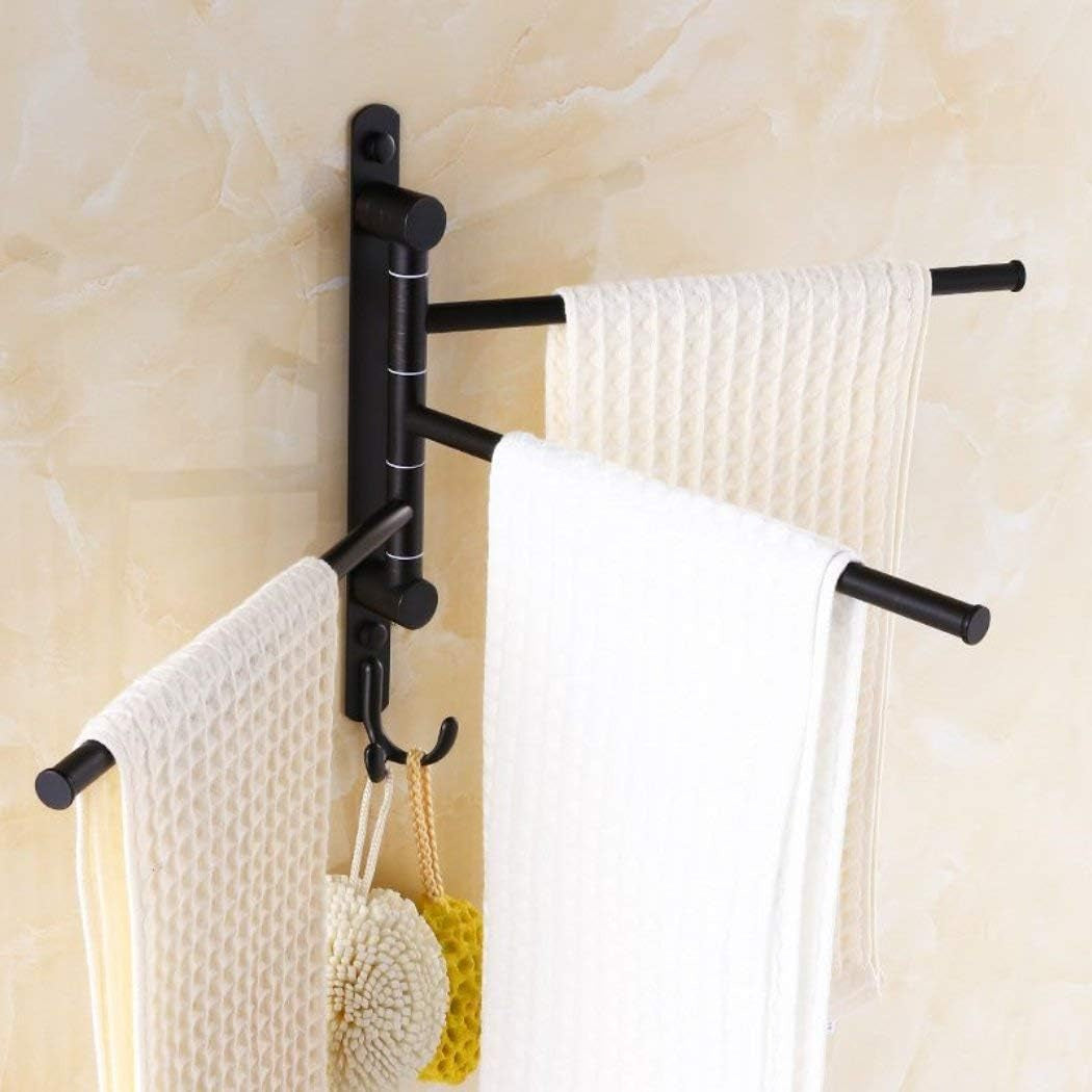 Oil Rubbed Bronze Swing Out Towel Racks for Bathroom Holder Wall Mounted Towel Bars with Hooks 3-Arm - GG store