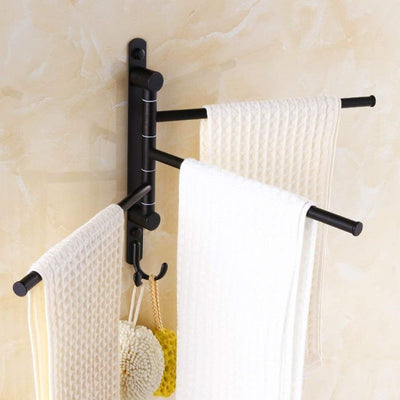 Oil Rubbed Bronze Swing Out Towel Racks for Bathroom Holder Wall Mounted Towel Bars with Hooks 3-Arm - GG store