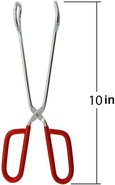 10-Inch Heavy Duty Stainless Steel Kitchen Tongs with Non-Slip Red Grip - Perfect for BBQ and Cooking!