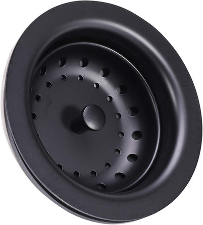 Stylish 3-1/2 Inch Black Stainless Steel Kitchen Sink Basket Strainer with Durable Rustproof Drain Assembly