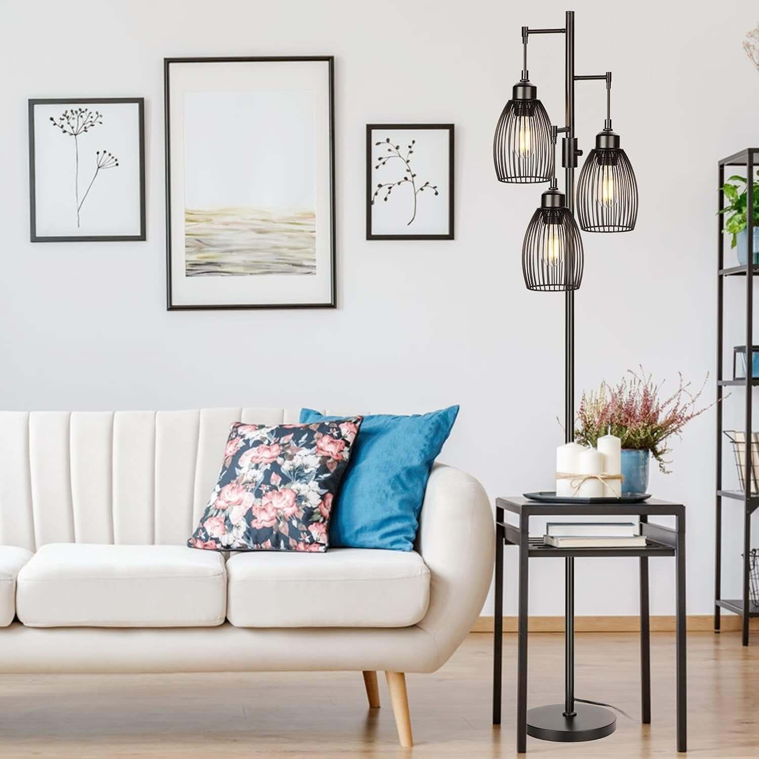 Rustic Industrial Dimmable Floor Lamp – Living Room Accent Lighting