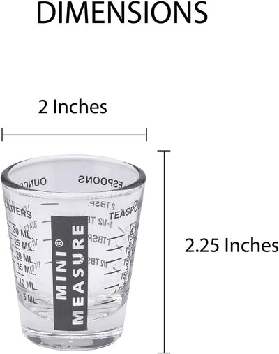 Set of 2 Mini Measure Heavy-Duty Shot Glasses - 20 Incremental Measurements for Liquids and Dry Ingredients