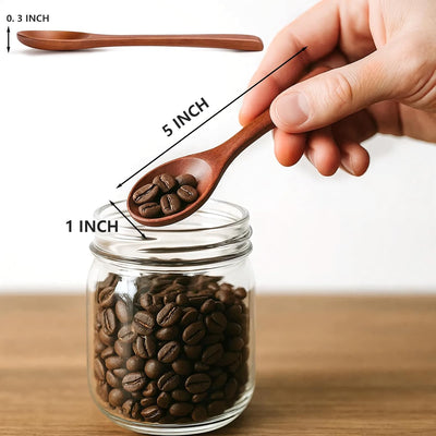 12PCS Dark Brown Mini Wooden Spoons - 5" Honey Spoons for Tea, Coffee, Jam, Sugar, Spices & More