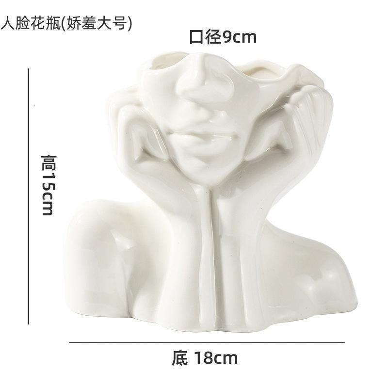 Ceramic art vase by Cavira featuring a Nordic human body sculpture, ideal for home decor, shelf styling, or gifting.