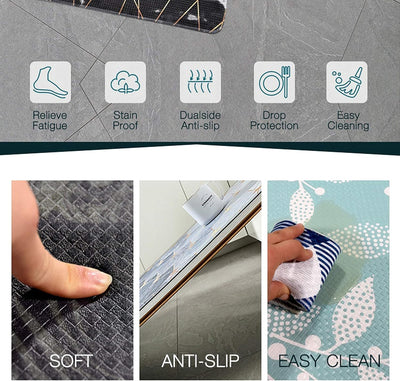 Luxurious Anti-Fatigue Kitchen Floor Mat - Stylish Pain Relief Memory Foam Mat for Comfort in Front of Sink - 47" x 17.5" x 10mm Coffee Design