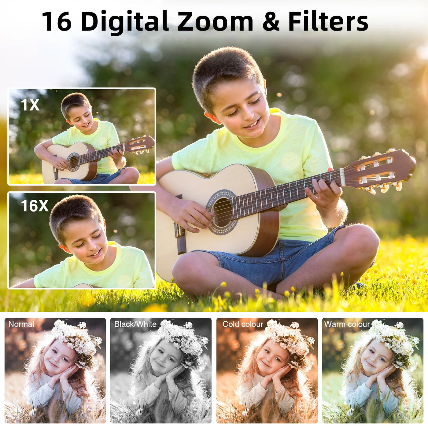 1080P Compact Digital Camera – 16X Zoom, Portable Starter Camera (Green) - GG store