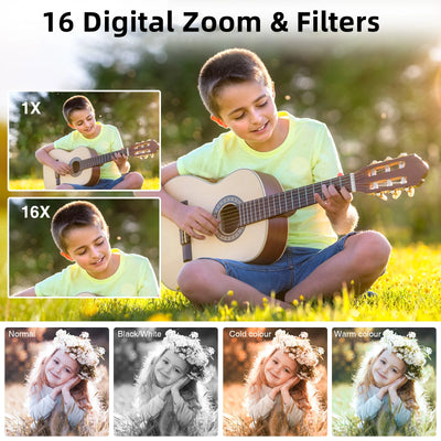 1080P Compact Digital Camera – 16X Zoom, Portable Starter Camera (Green) - GG store