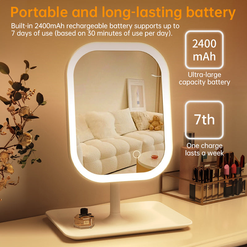 Rotating LED Makeup Mirror with Adjustable Lighting – Vanity Beauty Mirror with Stand