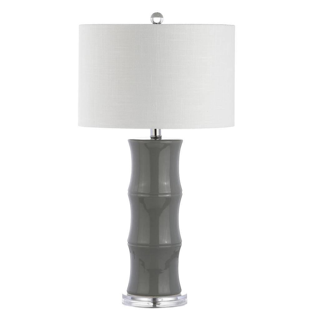 Modern Grey Ceramic Table Lamp – Minimalist Bedside & Living Room Lighting Decor