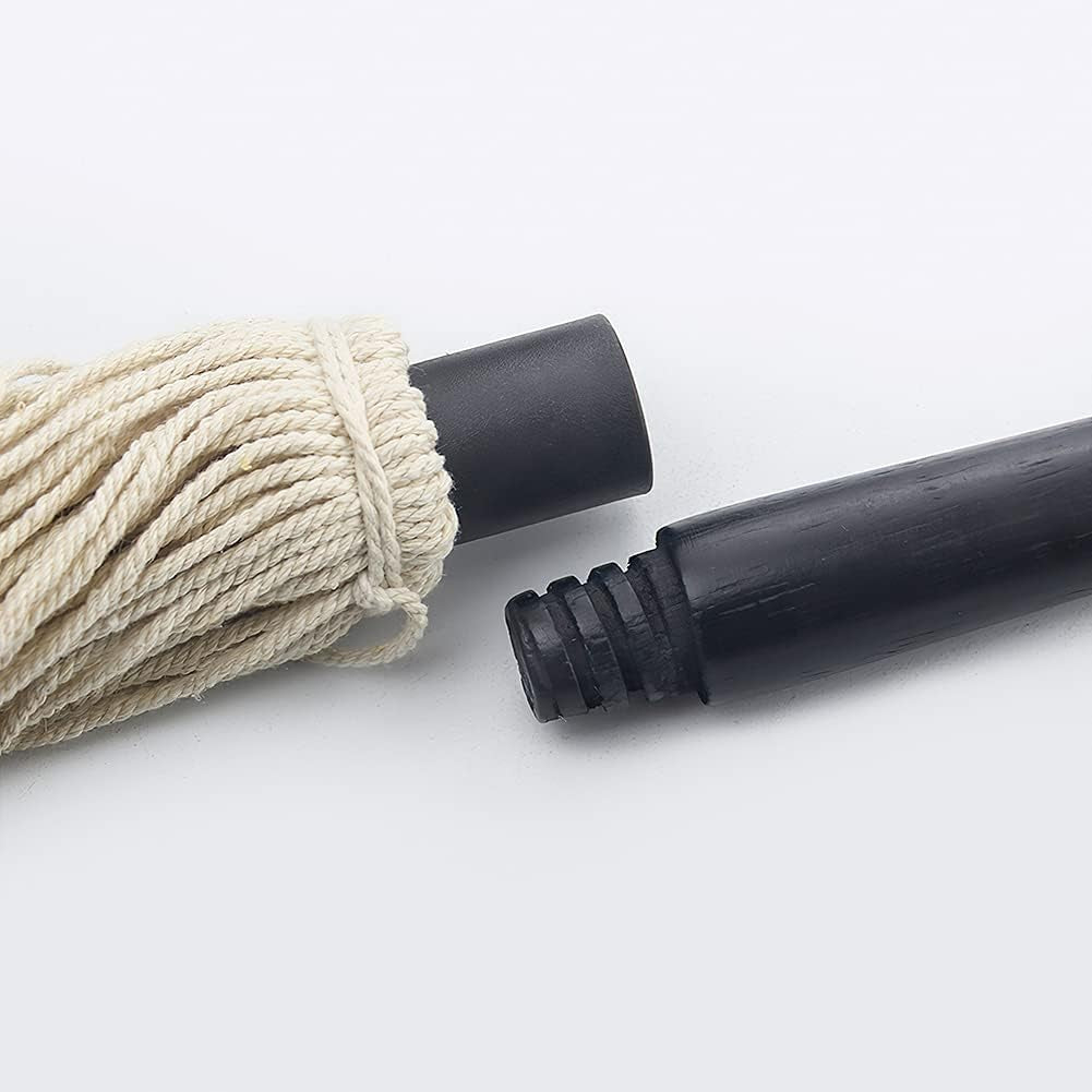 Premium 18-Inch BBQ Basting Mop with Long Wooden Handle & 4 Replacement Heads for Perfect Grilling and Smoking