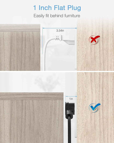 Cruise Power Strip with USB - 4 Wide Spaced Outlets, 3 USB Ports, Flat Plug 4.5Ft Extension Cord - Essential Travel and Dorm Charging Station in Black - GG store