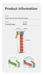 Large round ice sphere mold by Cavira, food-grade PP and PC, orange and green, perfect for whiskey, cocktails, and iced coffee.