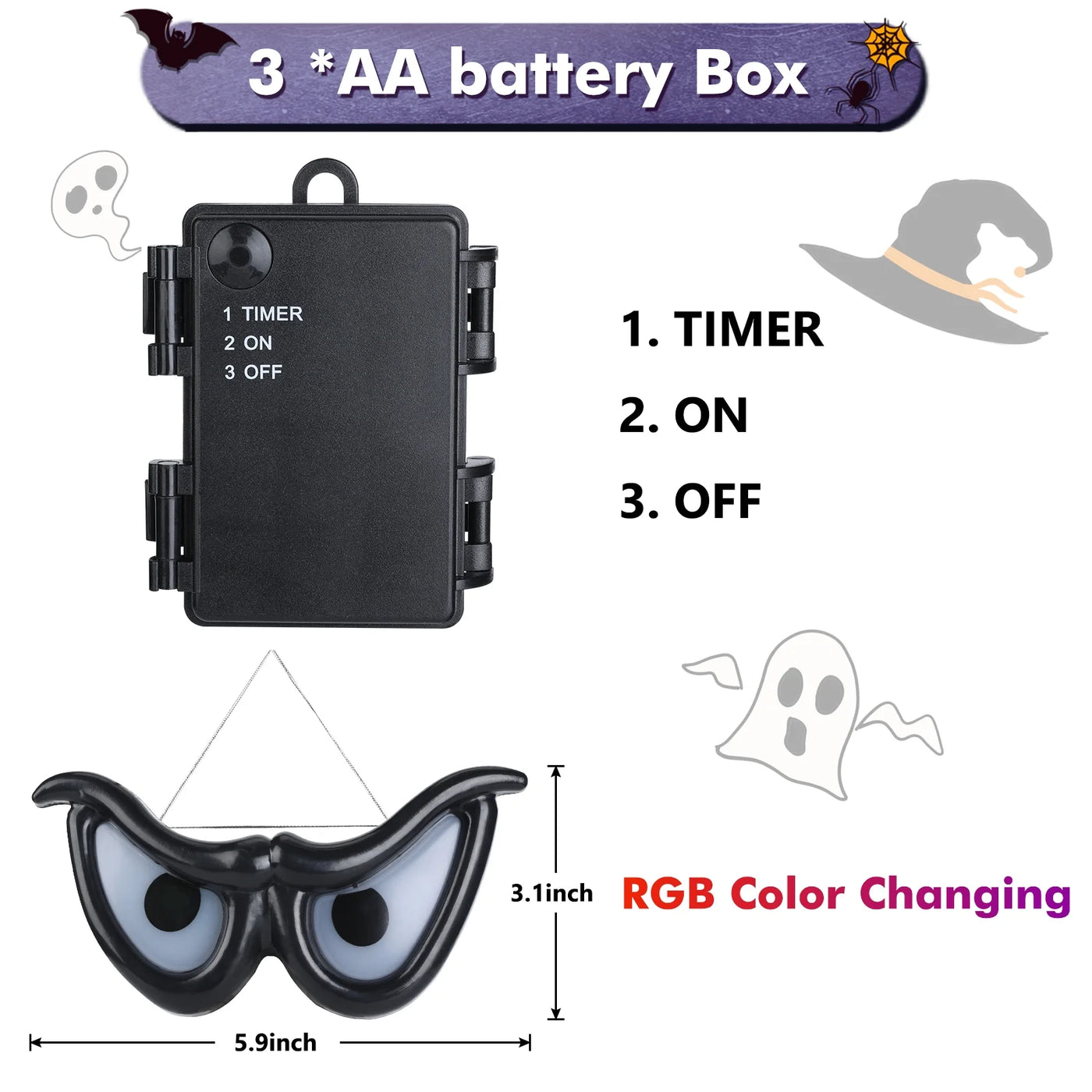 Spook-tacular Halloween Ghost Eyes LED Lights - 10 RGB Flashing Eyeballs for Creepy Indoor & Outdoor Graveyard Decor!