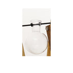 Cavira high borosilicate glass ball vase with retro wooden rack, used as a hydroponic planter or vintage desktop ornament.