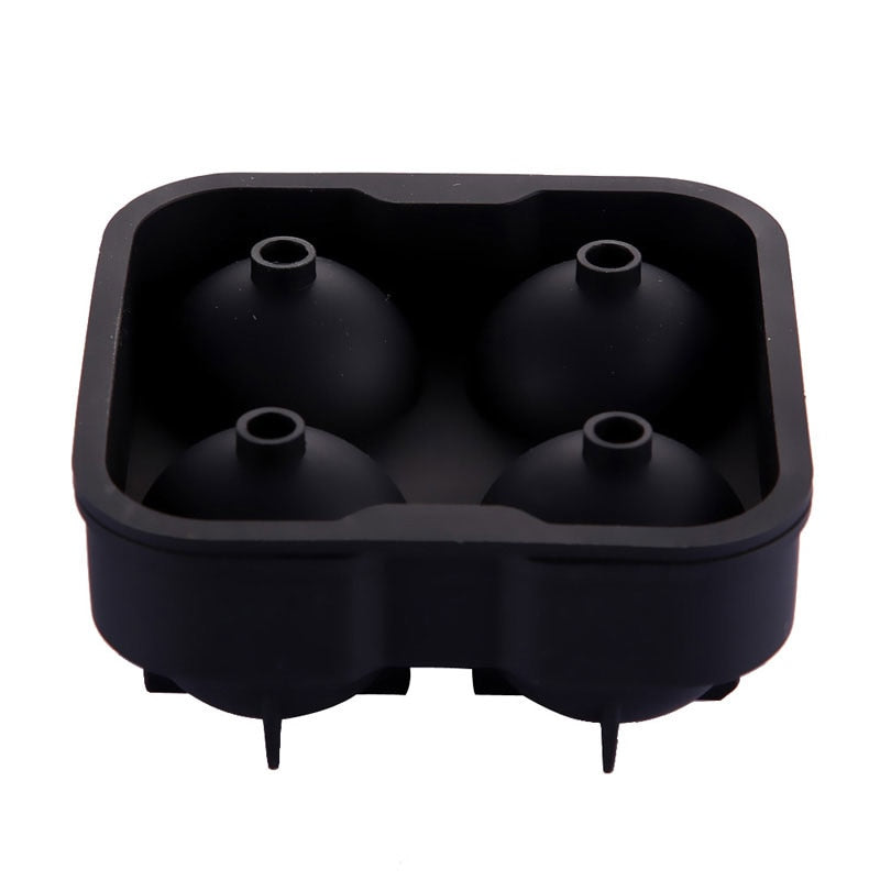 Cavira 4-cavity silicone ice ball mold with four 4.5cm large ice spheres, leak-proof tray, ideal for whiskey and cocktails