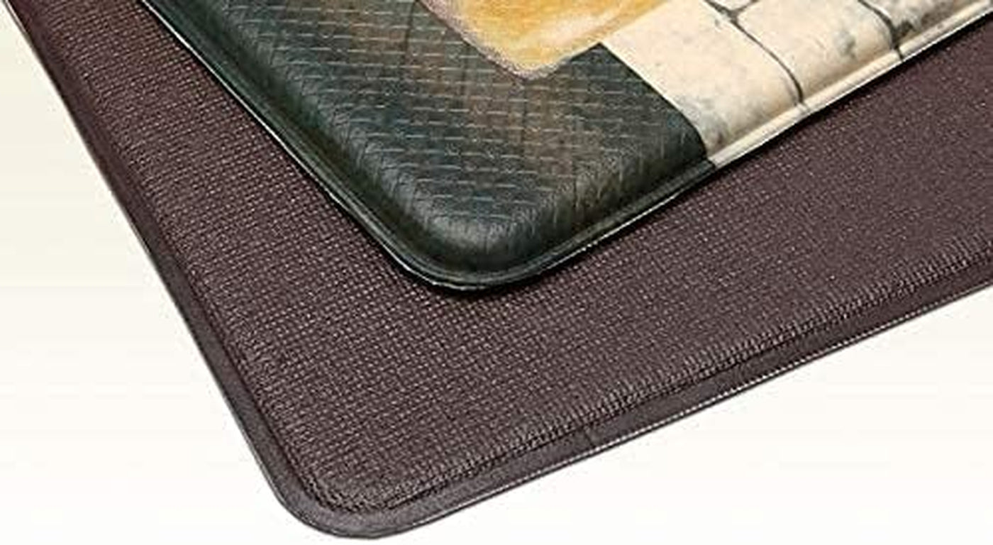 Luxurious Anti-Fatigue Kitchen Floor Mat - Stylish Pain Relief Memory Foam Mat for Comfort in Front of Sink - 47" x 17.5" x 10mm Coffee Design