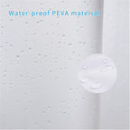 Frosted PEVA shower curtain with metal eyelets, 180x180cm, waterproof semi-transparent bathroom curtain with white finish and hooks.
