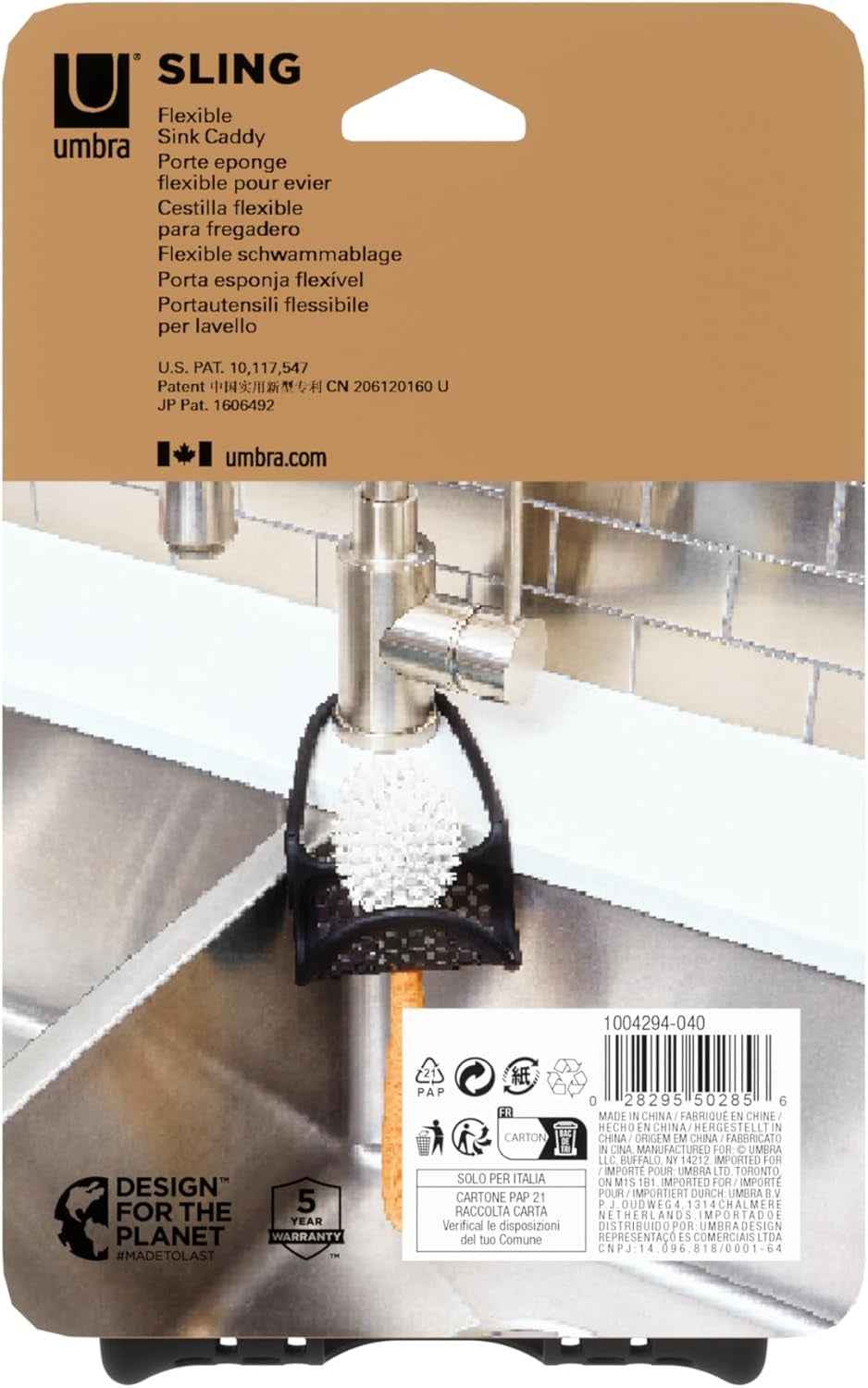 1004294-040 Sling Flexible Sink Caddy, Non-Slip – Holds Sponge, Scrubbing Brush or Dishrag, Black Kitchen - GG store