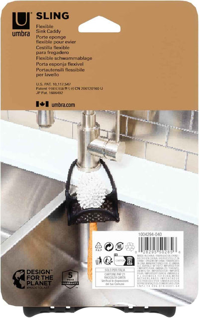 1004294-040 Sling Flexible Sink Caddy, Non-Slip – Holds Sponge, Scrubbing Brush or Dishrag, Black Kitchen - GG store