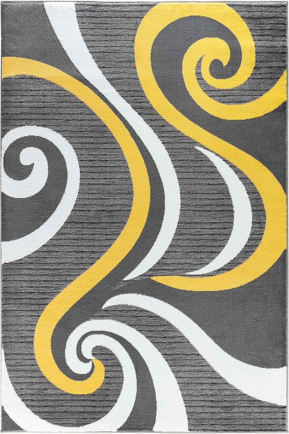 Modern Area Rug Swirls Carpet for Bedroom, Living Room & Dining - Sevilla Collection 4817A (Yellow, 4X6) - GG store