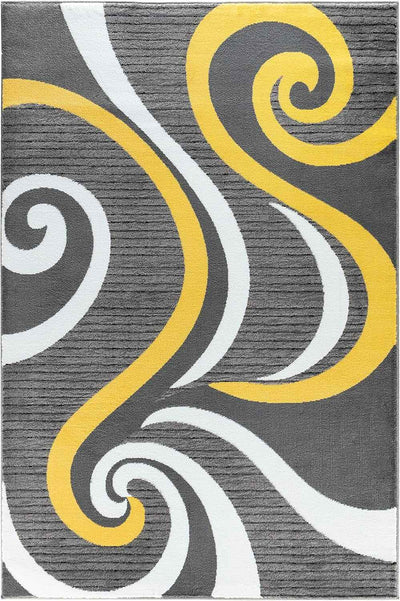Modern Area Rug Swirls Carpet for Bedroom, Living Room & Dining - Sevilla Collection 4817A (Yellow, 4X6) - GG store