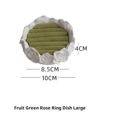 White Gypsum Rose Ring Storage Tray